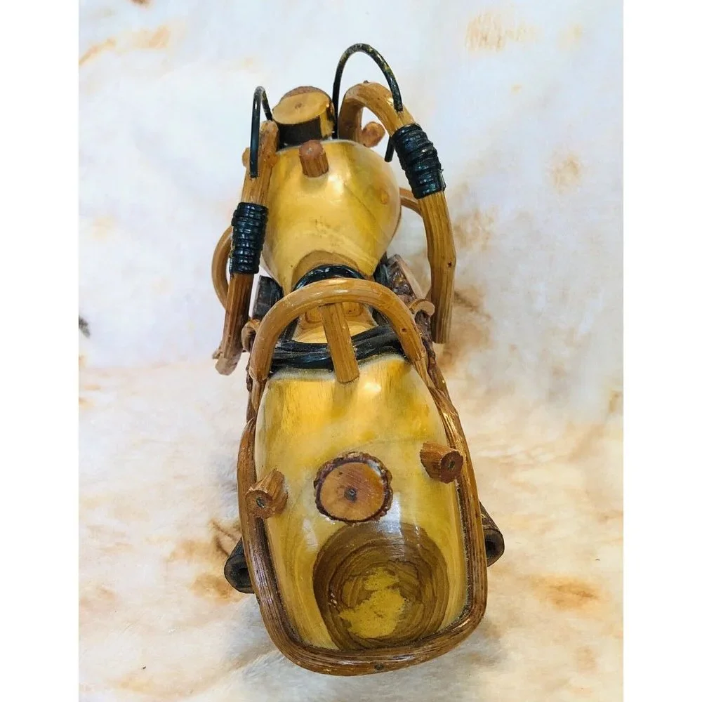 Vintage Handmade/Handcrafted Wooden 12 Inches,‎ Model Motorcycle- Very Detailed